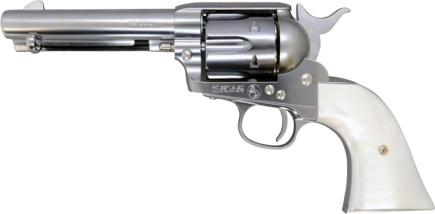 Marushin Colt SAA.45 Civilian Silver ABS Pearl Plug Grip Spec Gas Revolver