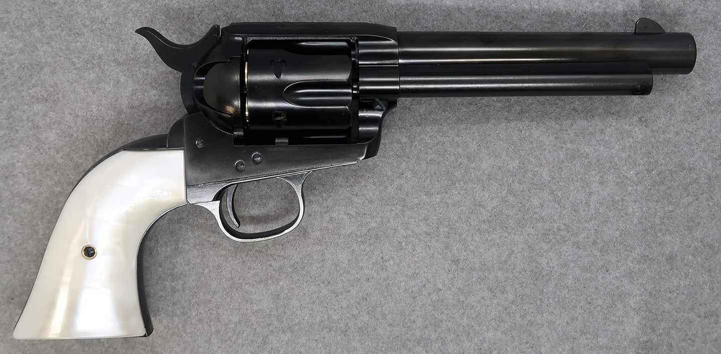 Marushin Colt SAA.45 First Generation Late Artillery W Deep Black ABS Pearl Plug Grip Specs Gas Revolver