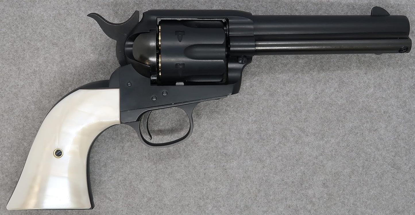 Marushin Colt SAA.45 First Generation Late Civilian Matte Black ABS Pearl Plug Grip Specs Gas Revolver