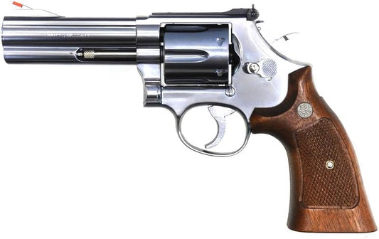 [MARUSHIN] S&W M686 X-Cartridge 6mmBB Gas Revolver Half Checker Wooden Grip Silver ABS Firearms Control Law Conforming Product