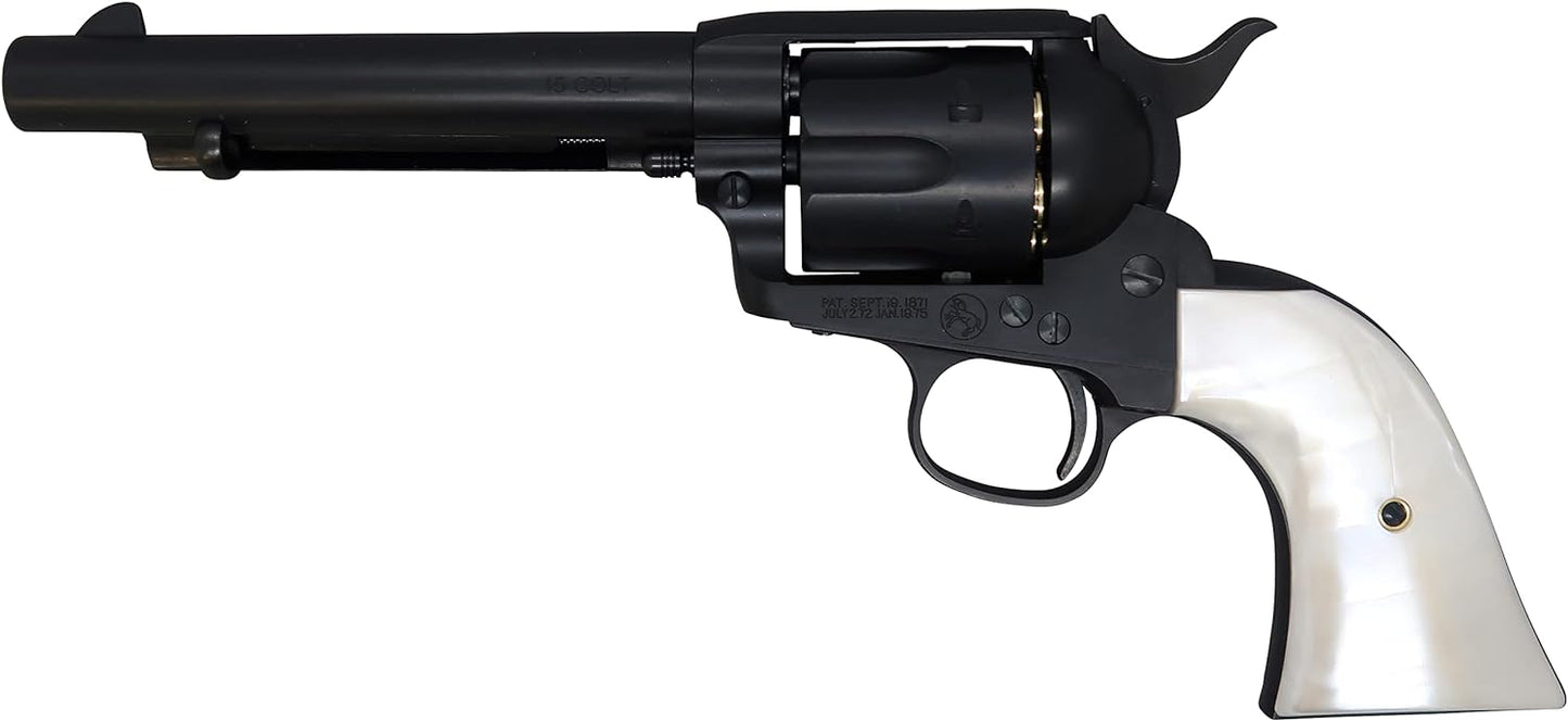 Marushin Colt SAA.45 First Generation Late Artillery Matte Black ABS Pearl Plug Grip Specs Gas Revolver