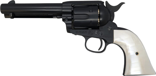 Marushin Colt SAA.45 First Generation Late Civilian Matte Black ABS Pearl Plug Grip Specs Gas Revolver