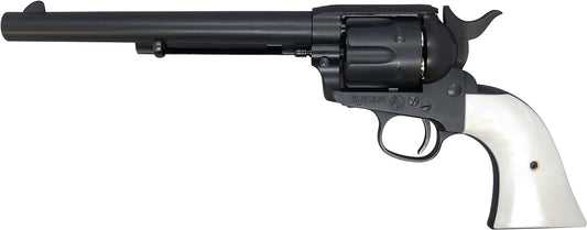 Marushin Colt SAA.45 First Generation Late Cavalry Matte Black ABS Pearl Plug Grip Specs Gas Revolver