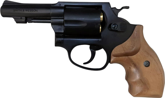 MARUSHIN M36 3-inch Matte Black ABS Wooden Grip Specs with Finger Channel Gas Revolver