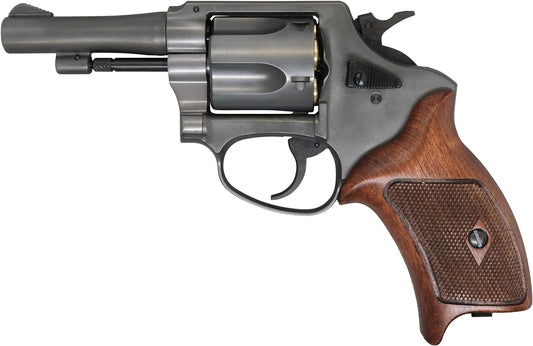 Marushin Police revolver 77mm barrel Excellent Heavy Weight Half Checker Wooden Grip Specification X Cartridge Series Gas Revolver