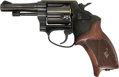 MARUSHIN Police Revolver 77mm Barrel W Deep Black ABS Half Checker Wooden Grip Specifications X Cartridge Series Gas Revolver