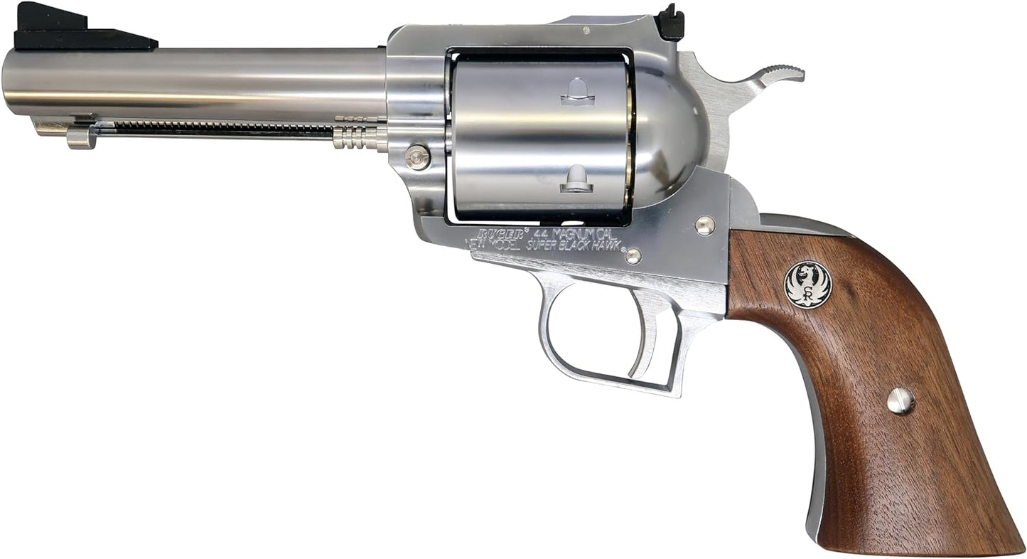 MARUSHIN SUPER BLACK HAWK 4.62" Silver ABS Wooden Grip Spec Gas Revolver