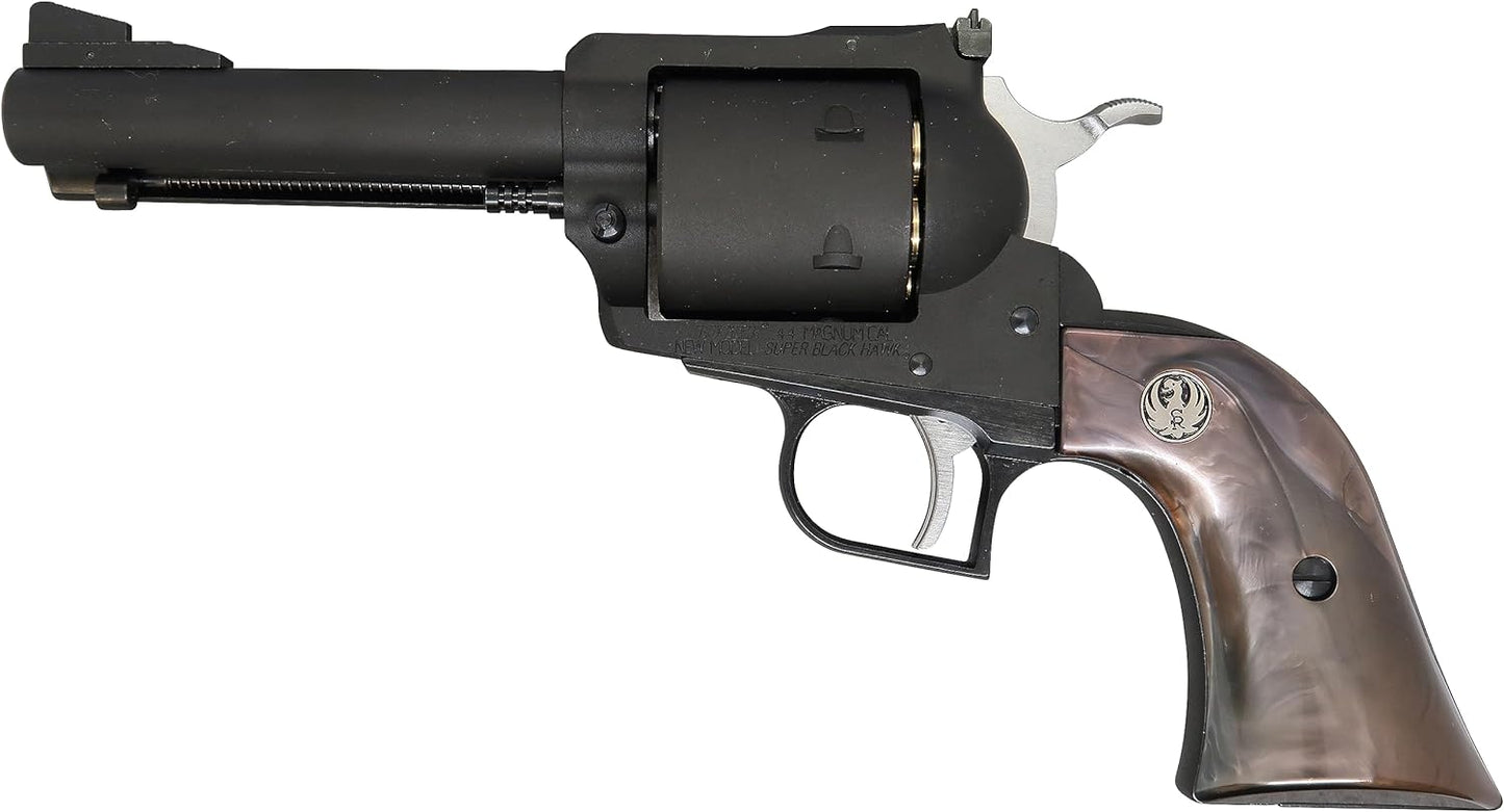 MARUSHIN SUPER BLACK HAWK 4.62" Black Heavyweight Black Pearl Grip Specs Gas Revolver