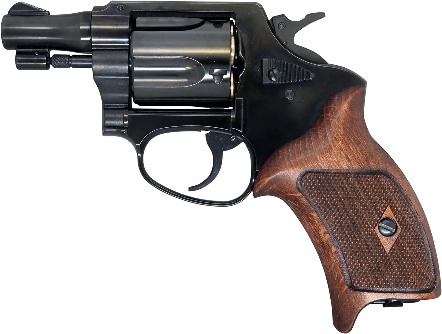 MARUSHIN Police Revolver 51mm Barrel W Deep Black ABS Half Checker Wooden Grip Specifications X Cartridge Series Gas Revolver