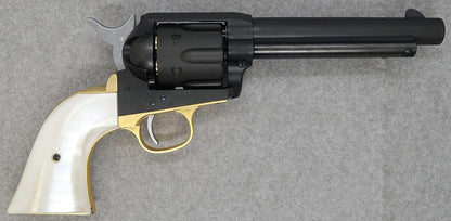 Marushin Colt SAA.45 First Generation Late Artillery Brass Style Heavyweight Pearl Plug Grip Specs Gas Revolver