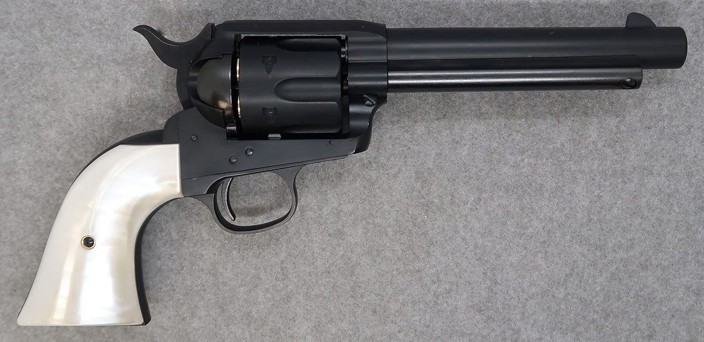 Marushin Colt SAA.45 First Generation Late Artillery Matte Black ABS Pearl Plug Grip Specs Gas Revolver