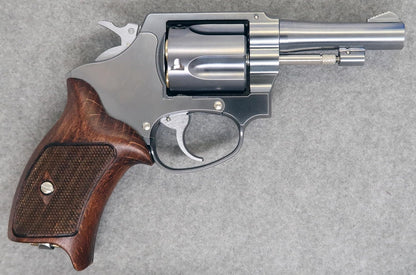 MARUSHIN Police Revolver 77mm Barrel Silver ABS Half Checker Wooden Grip Specification X Cartridge Series Gas Revolver